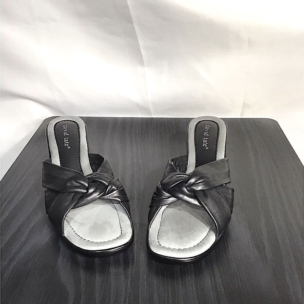 David tate Leather Black Sandals